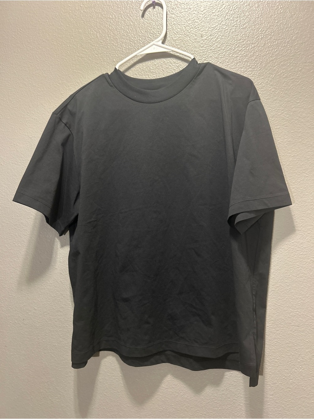 Uniqlo U AIRism Cotton Oversized T Shirt Men XL Black Boxy Crew Tee